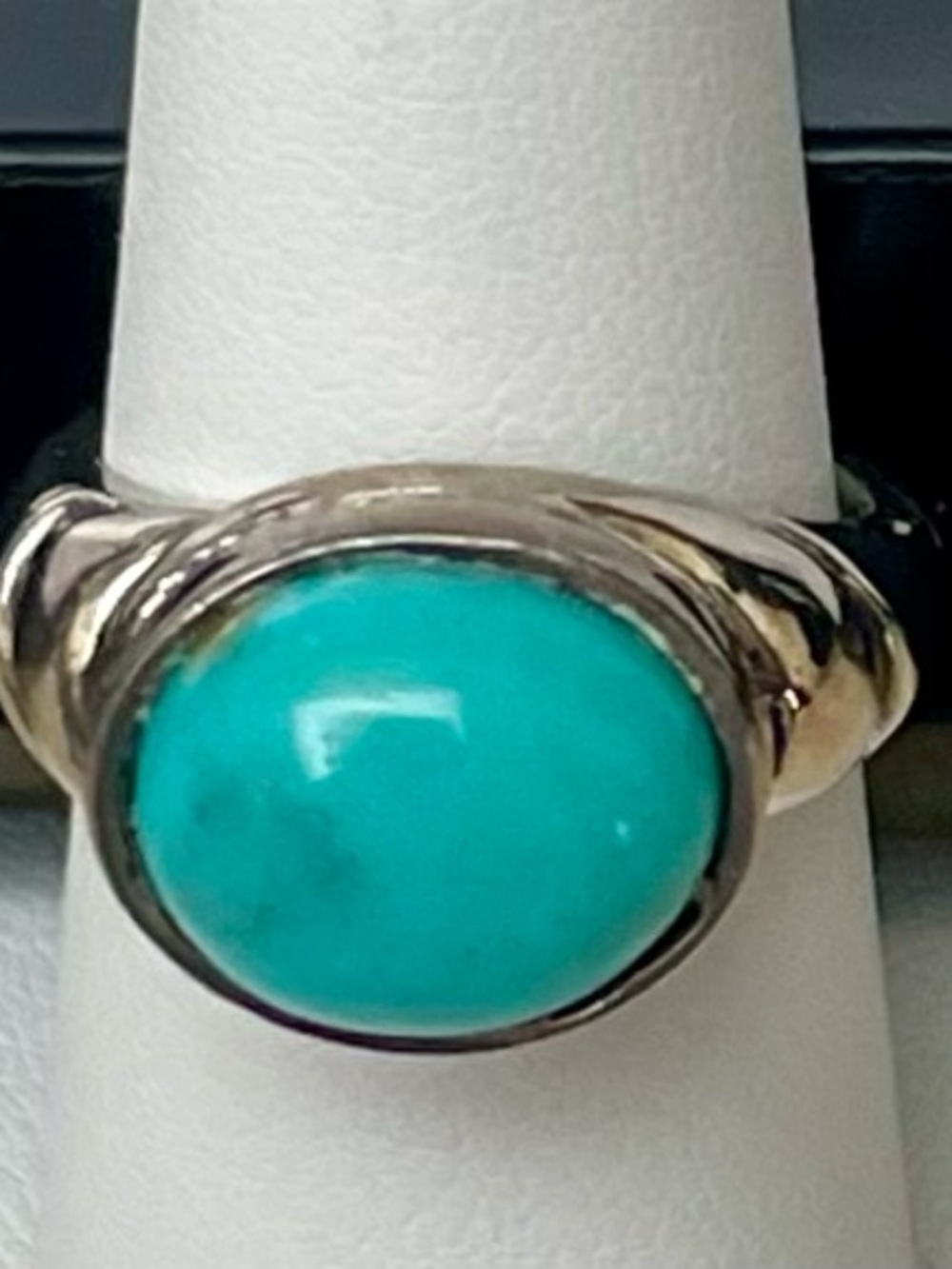 Vintage Sterling Silver High Dome Cabochon Turquoise Ring